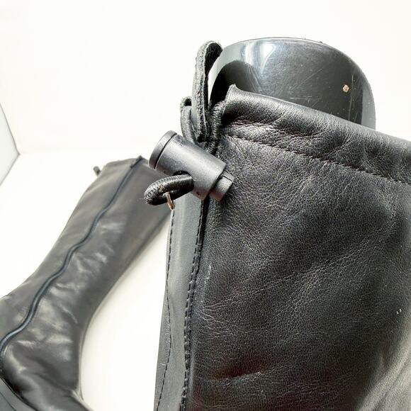 Vintage Y2K Nine West Black Leather Square Toe Platform Boots Women's Size 8 - Picture 7 of 9